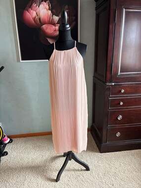 NWT Sam Edelman Blush Pink Pleated Halter Shift Midi Dress Sz 0 A412